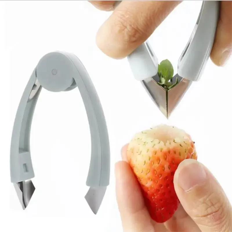 Rustfrit stål Tomatstilk Jordbærbladfjerner Ananasfrøskærer Frugtskalning Pincet Køkkenmaskine Udskærer Gadget