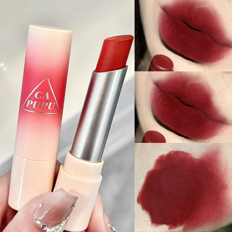 Waterproof Velvet Lipstick Easy To Wear Long-lasting Lipstick Matte Nude Coffee Lip Glaze Non-stick Cup Makeup Lip Tint Cosmetic