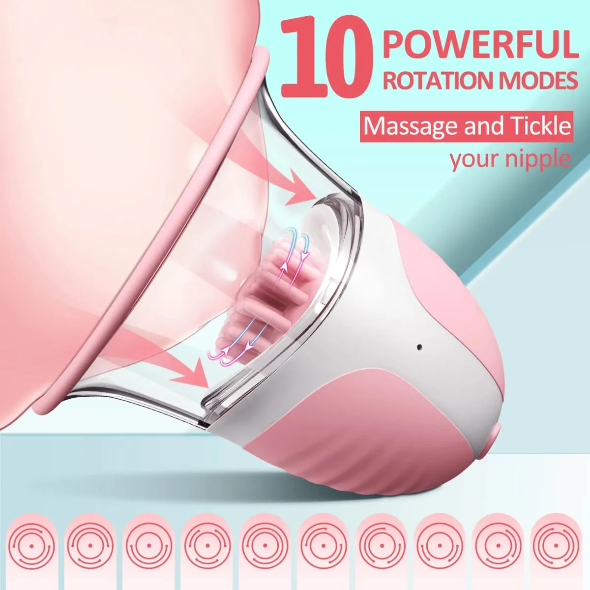 Portable Nipple Licking Sucking Vibrator Female Masturbation AV Breast Massager Rotating Adult Sex Toys for Women Nipple Sucker — image 2