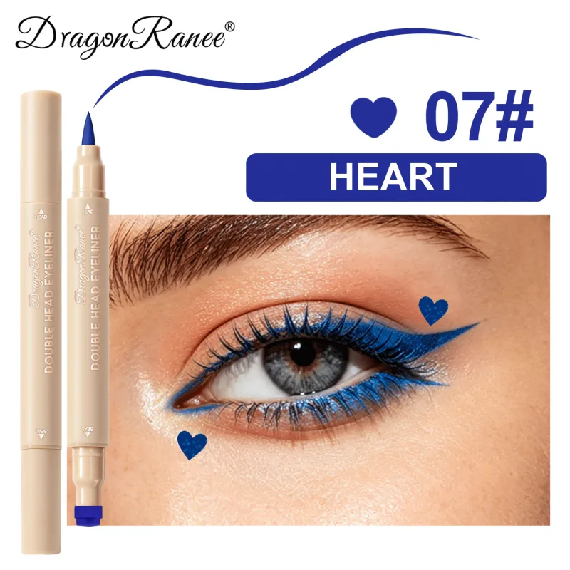 Double-ended Love Star Butterfly Liquid Eyeliner Waterproof Smudge-Proof Quick Drying 2 in 1 Colorful Stamp Eye Line Pen Makeup