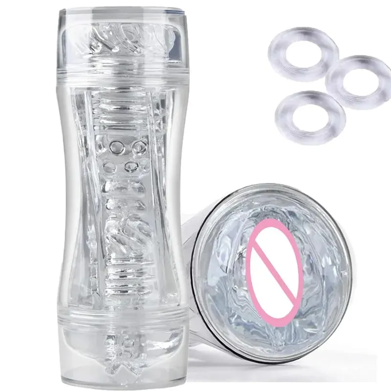 Male 3D Manual Masturbator Transparent Vagina Soft Pussy Sex Toys Realistic Adult Endurance Exercise Sex Toy Pocket Cup for Men — image 1