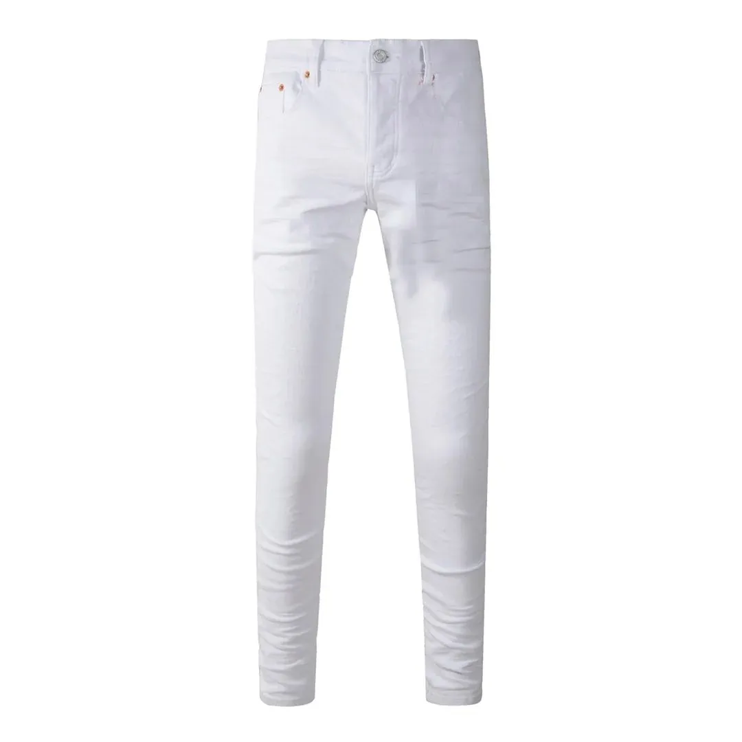 High Street Brand Men's Jeans American Distressed Coated Blank Stretch Skinny Button Fly Ripped Pants Trousers — image 11