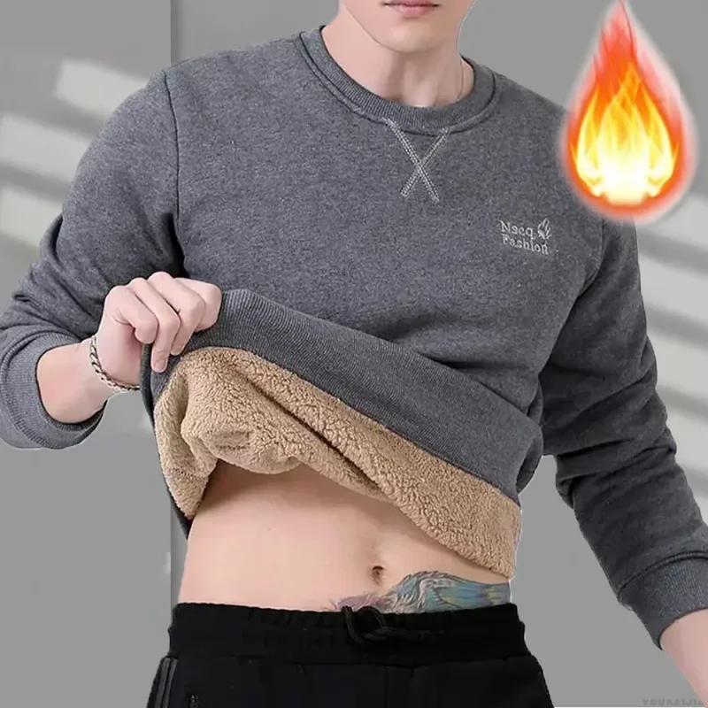 Winter Sweatshirt Men Long Sleeves Men Fleece Lined Warm Sweatshirt Pure Color Quarter Zip Sweatshirt Thicken Plus Size 8XL — image 7