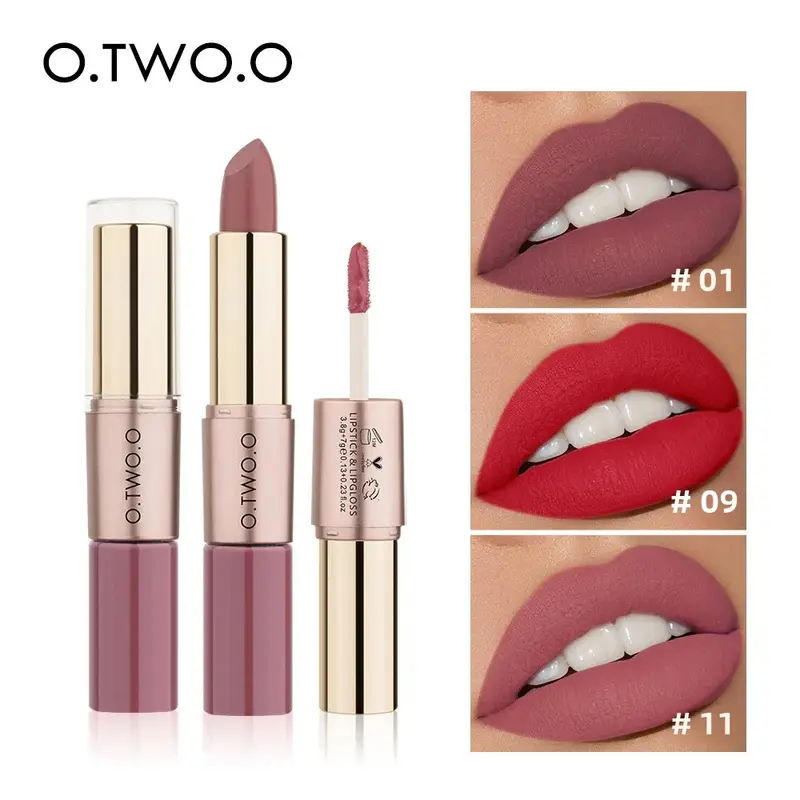 O.TWO.O 2 in 1 Matte Lipstick Lip Gloss Cosmetics Waterproof Pintalabios Batom Mate Lips Makeup Rouge 12 Colors Lip Stick — image 2
