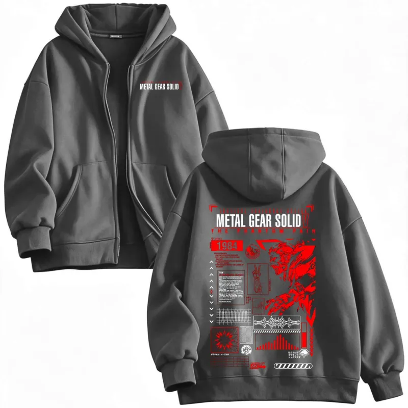 MGS5 Metal Gear Solid V The Phantom Pain Venom Snake Zipper Hoodies Men's Women Zip Up Hooded Sweatshirts Jackets Coats