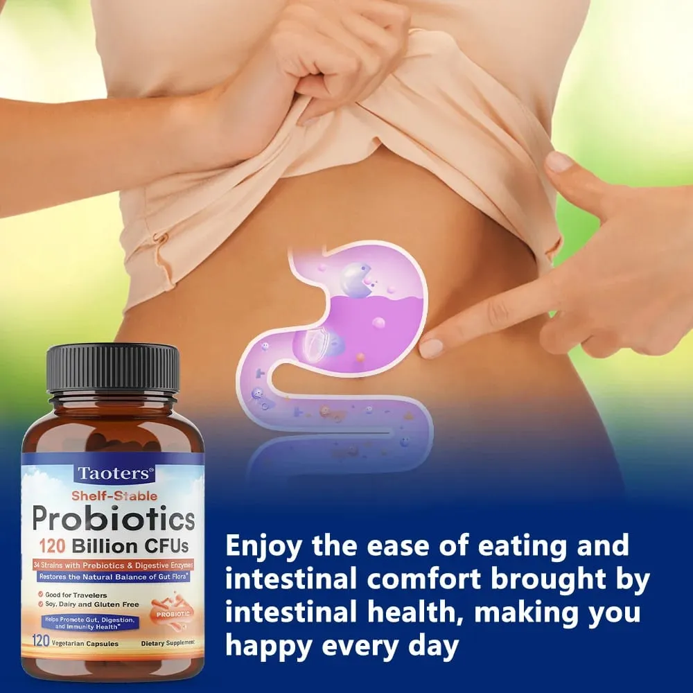 3-in-1 Probiotics Capsules 120 Billion CFUs 34 Strains with Organic Prebiotics & Digestive Enzymes Digestion & Immunity Health — image 6