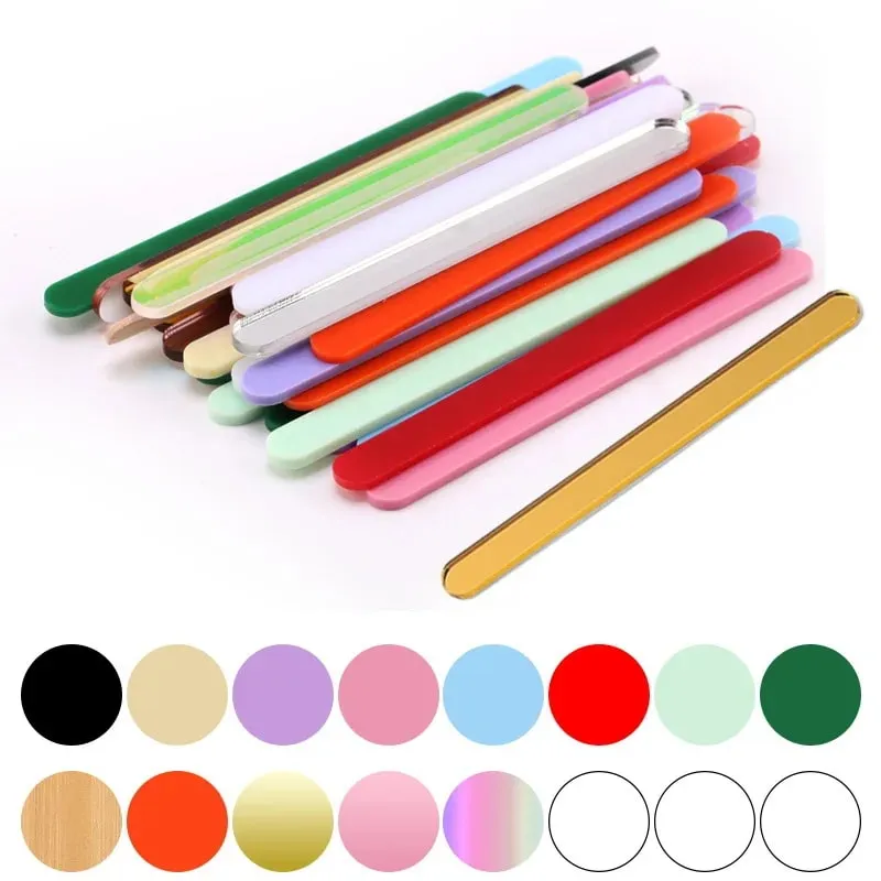 Food Grade Acrylic Ice Cream Sticks 10pcs/set Colorful Light Popsicle Stick Stirring Rod Distinguishing Labels Kitchen Tools
