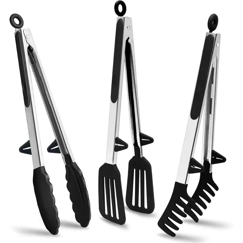 Silicone Kitchen Food Tongs Non Stick Heat Resistant Cooking Clip For BBQ Salad Steak Pasta Household Kitchen Utensils — image 2