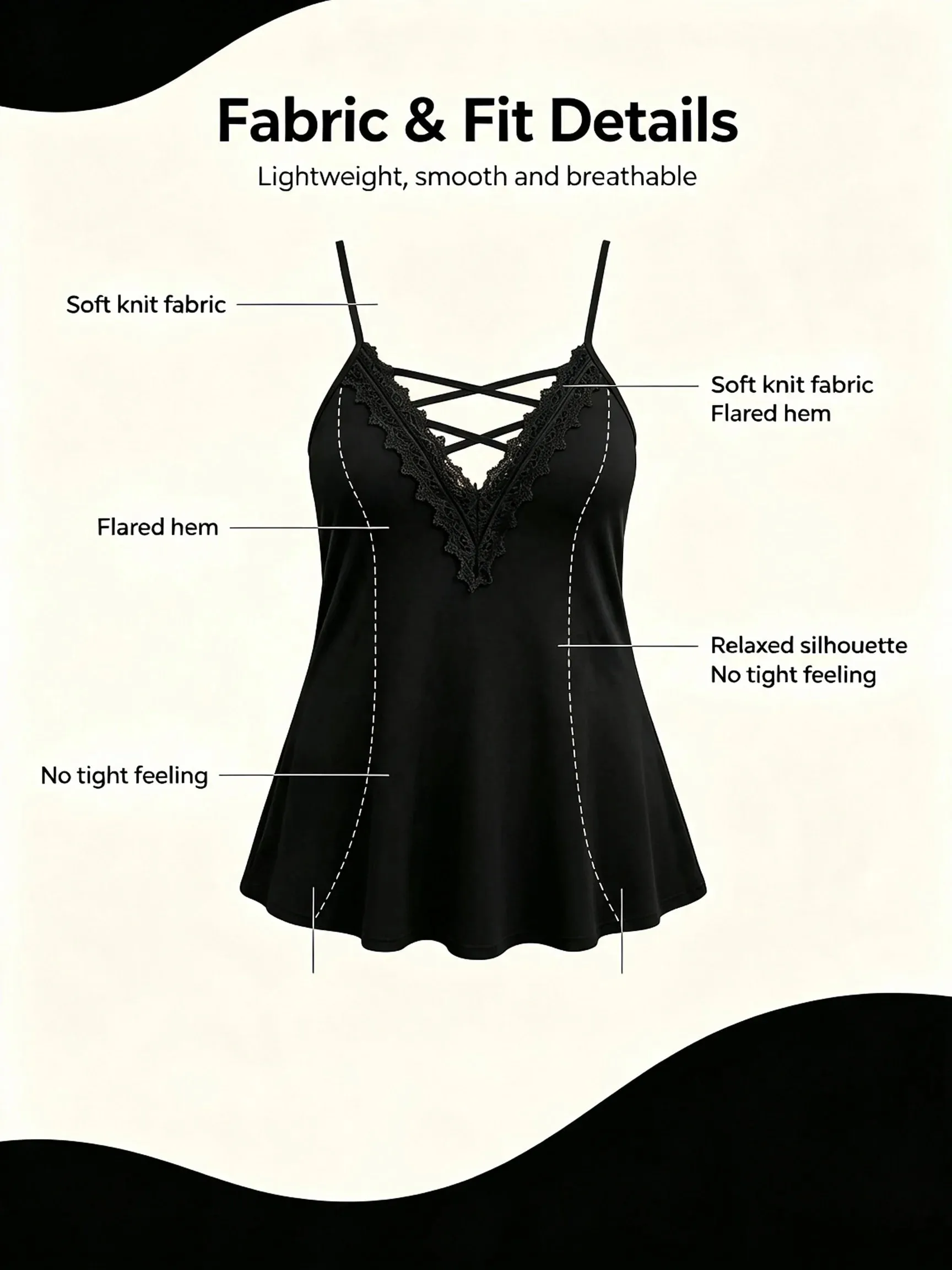 Plus Size Women Lace Trim Crisscross V Neck Cami Adjustable Spaghetti Straps Summer Casual Solid Sleeveless Flowy Tank Top — image 9