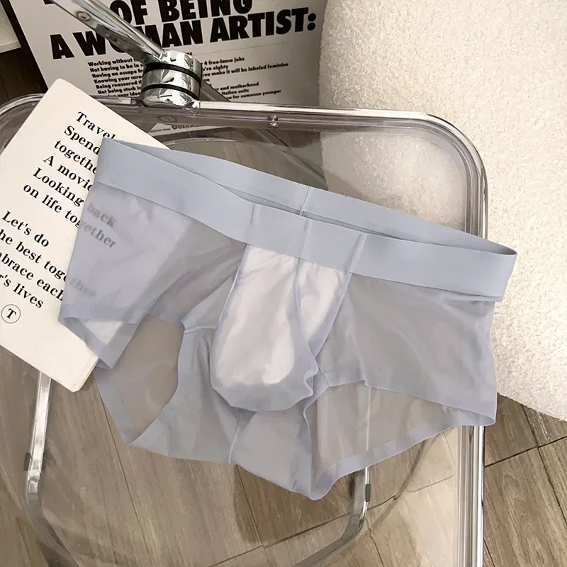 Transparent Men's Briefs Ultra-thin Ice Silk Quick Dry Panties Sexy U Bulge Pouch Man Underwear Breathable Underpants Cuecas — image 27