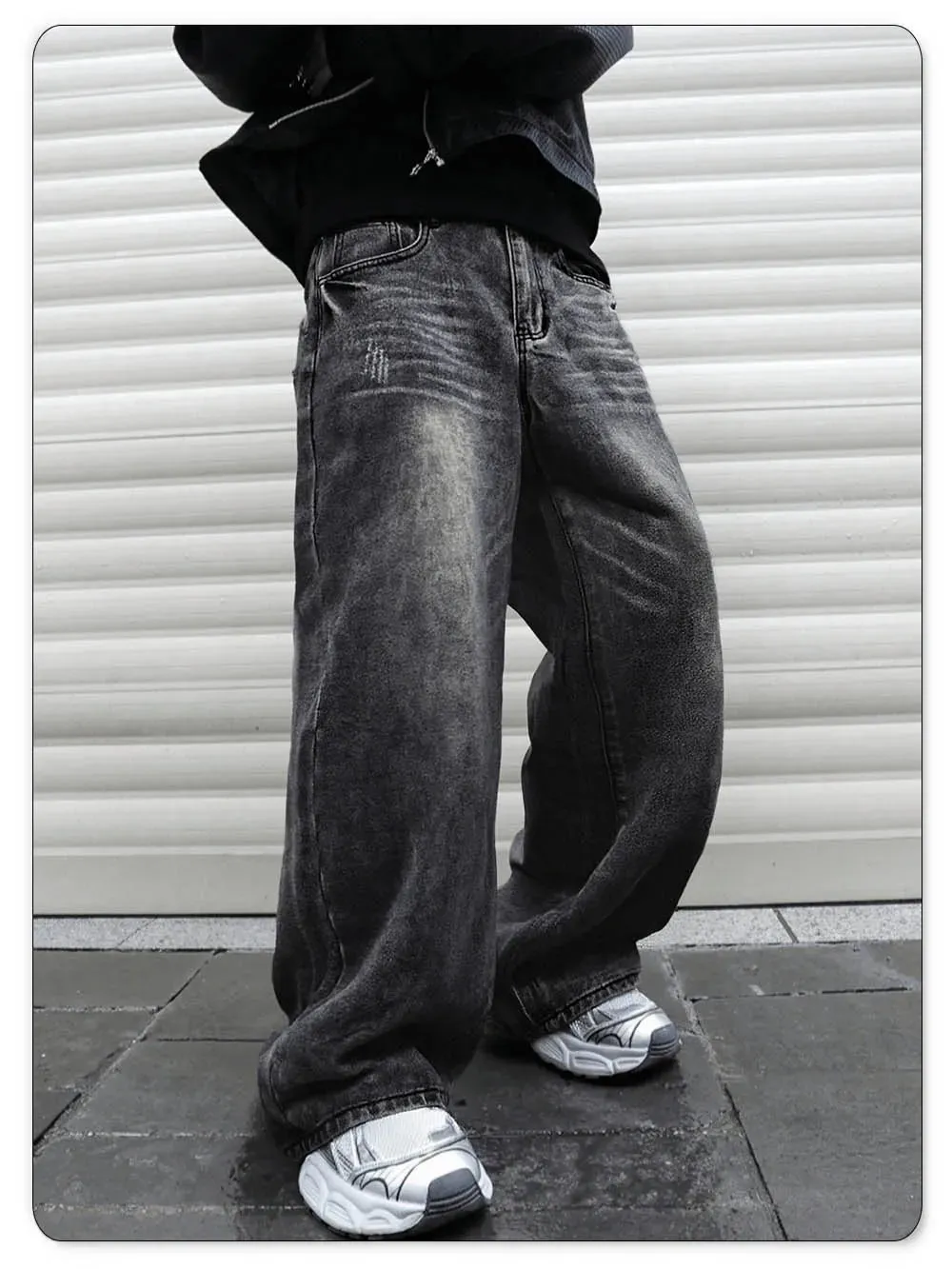 Men's Women's Retro Gray Ultra Baggy Wide-Leg Jeans Four Seasons Casual Oversized Loose Straight-Leg Denim Pants Unisex — image 8