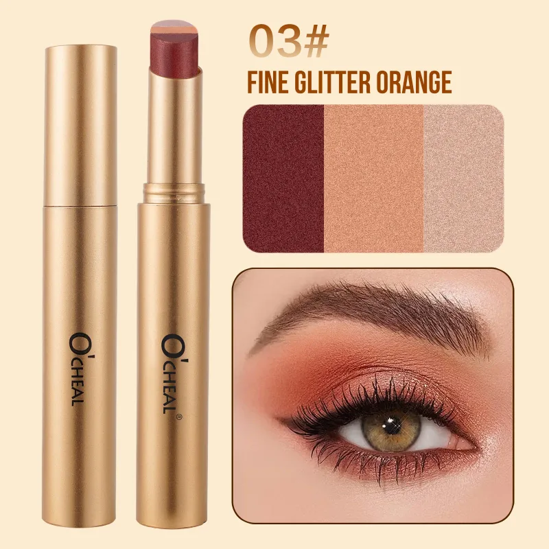 3 Color Matte Pearlescent Eye Shadow Stick Waterproof Durable Gloss Smoked Eye Makeup Cosmetics Long-Lasting Eye Shadow Stick