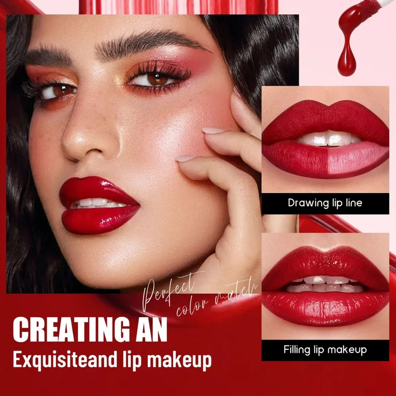Set Riasan Bibir 6 Buah Lipstik Cair Matte Tahan Air Lip Gloss dan Lip Liner Sangat Berpigmen dan Mudah Diaplikasikan