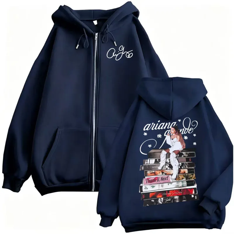 Ariana Grande Eternal Sunshine Album Cover Zip Up Hoodies Men Women Harajuku Classic Jacket Sweatshirt Cozy Casual Zipper Hoodie