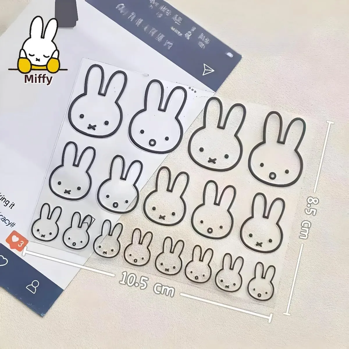 Kawaii Miffy Rabbit Transfer Stickers Cute Lines Miffy Computer Decoration Ins Mobile Phone Stickers Diy Water Cup Waterproof
