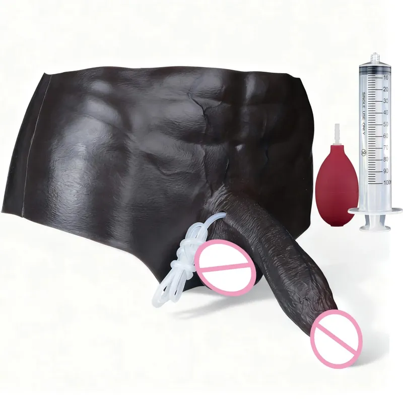 Black Nude Silicone Squirting Panties With Simulated Solid Penis Strapon Big Realistic Ejaculation Dildo Sex Toy For Women