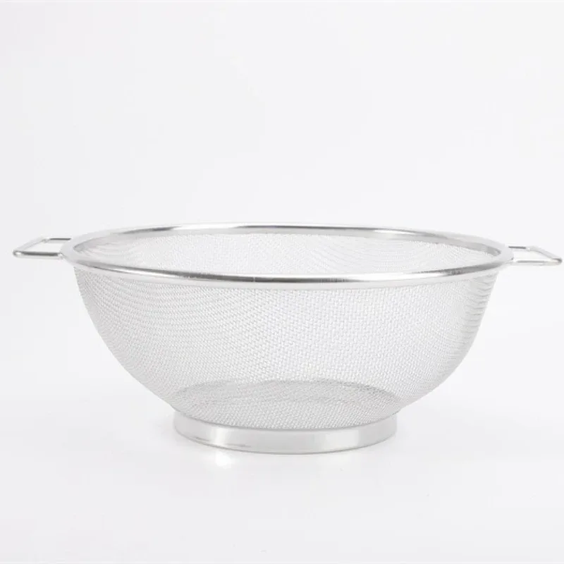 2pcs 21cm+24cm Stainless Steel Drain Basket Kitchen Basket with Handles Vegetable Washing Basket Rice Strainer Strainer