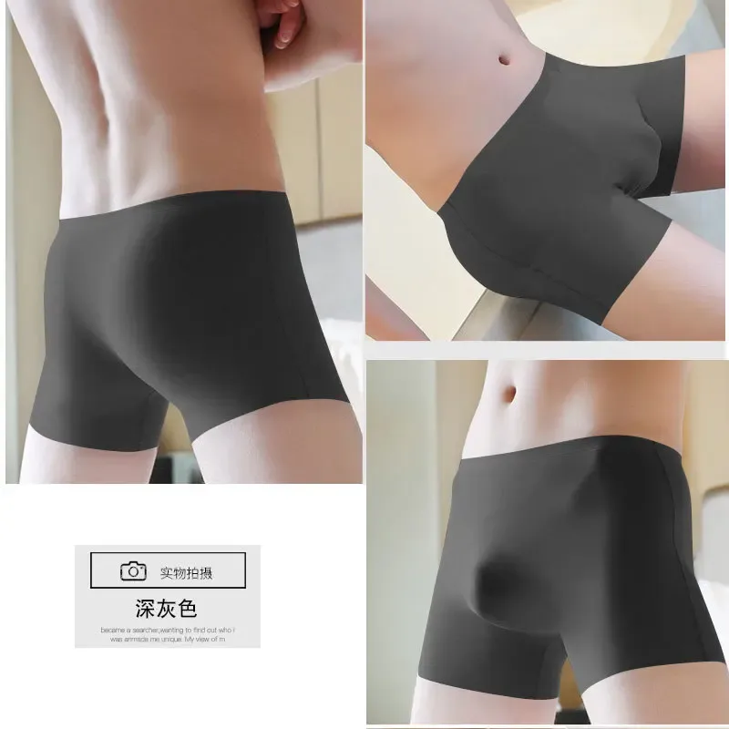 Ultratunn is sidenunderkläder Herr Sexiga Coola trosor Sömlösa Släta kalsonger Andas Boxer Trunks Manliga Andningsshorts