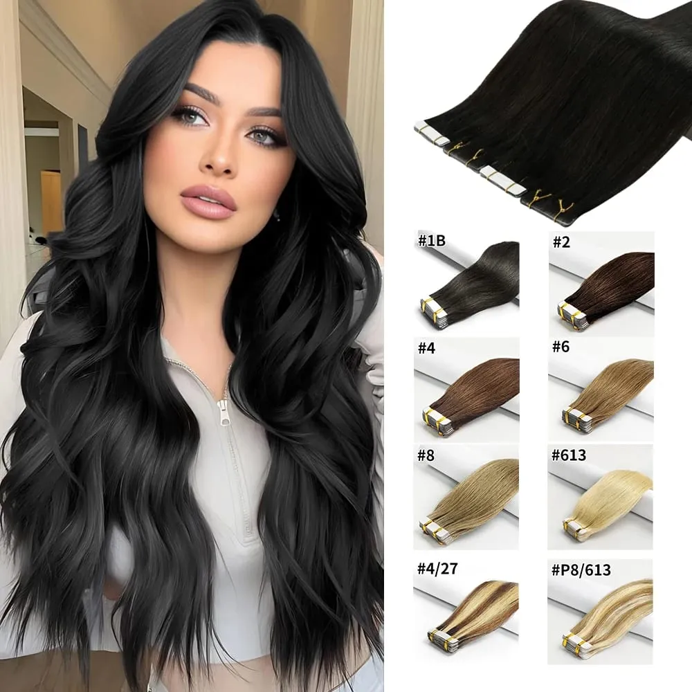 Bone Straight Tape In Hair Extensions Indian Hair Seamless Skin Weft Invisible Tape In Human Hair Extensions 50g/20pcs For Women — image 2