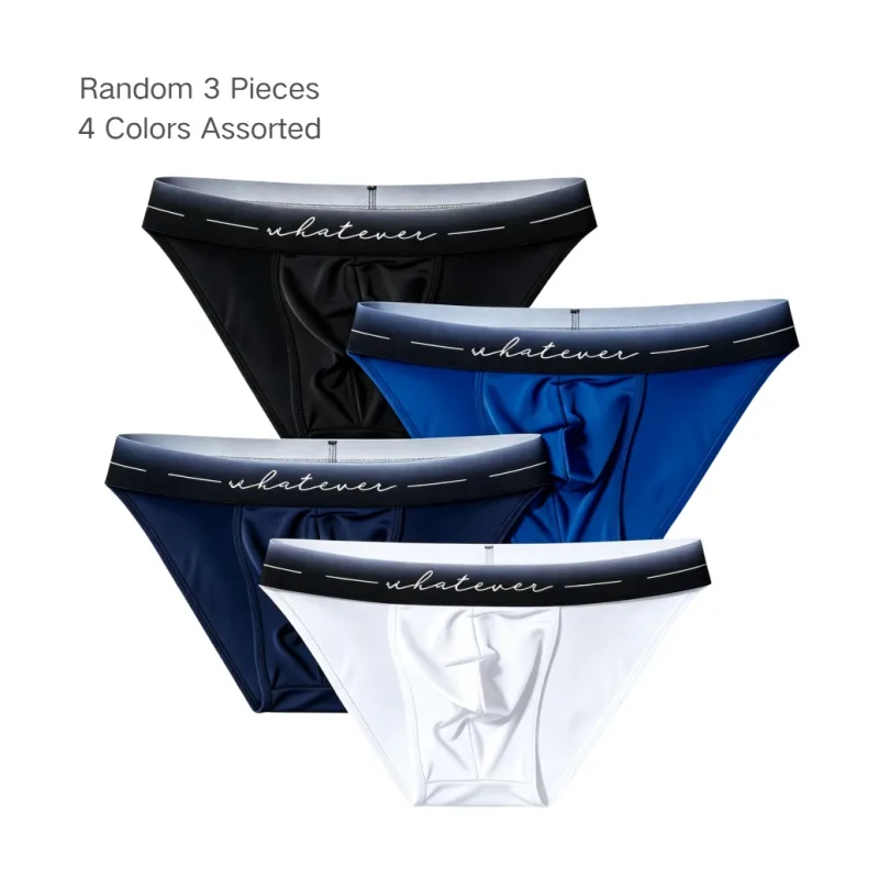 Men Ice Silk High Cut Briefs Printed Moisture Wicking Breathable Athletic Underwear for Bodybuilder Gym Daily Wear 1 / 3Pcs Set