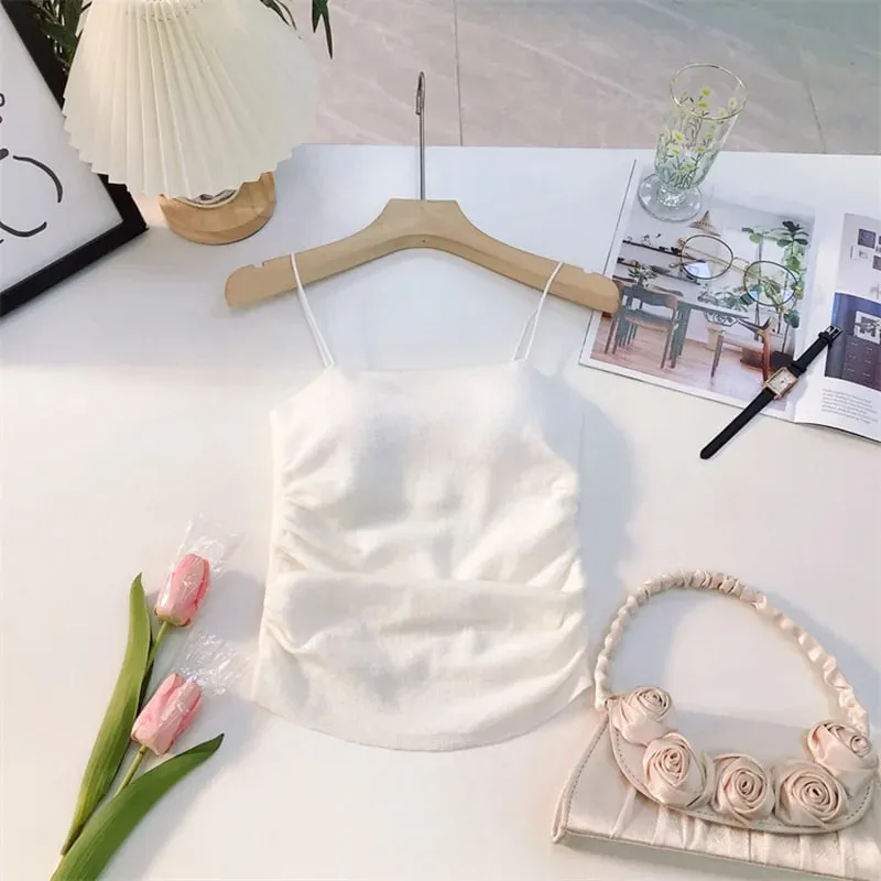 Soft Wool Padded Women's Cropped Crop Solid Sleeveless Basic Streetwear Corset Top Youthful Woman Clothes — image 6