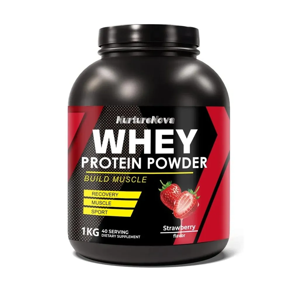 NurtureNova Bubuk Protein Whey 40 Porsi Campuran Minuman Protein untuk Dewasa Cokelat Matcha Rasa Stroberi Nutrisi Harian