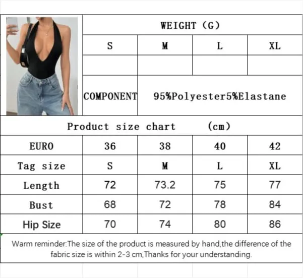 Sexy Halter Slim Bodysuits Women's Tanks Tops V-neck Backless Beach Outfits Jumpsuits Summer Slim Fit Woman Clothing Streetwear — image 8