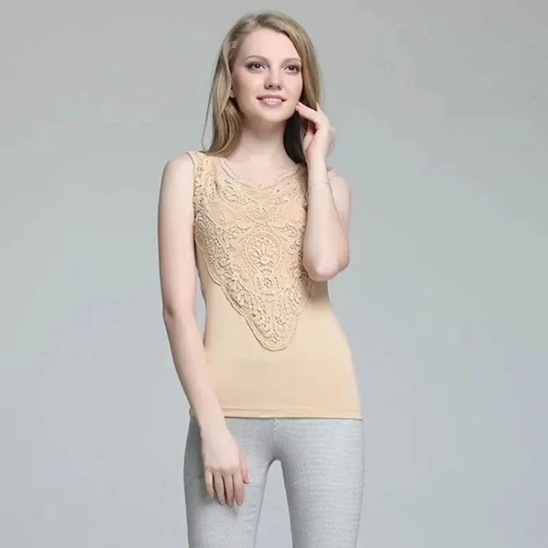 New Women shirt Casual Sexy Lace Tops Slim Vest Bottoming — image 4