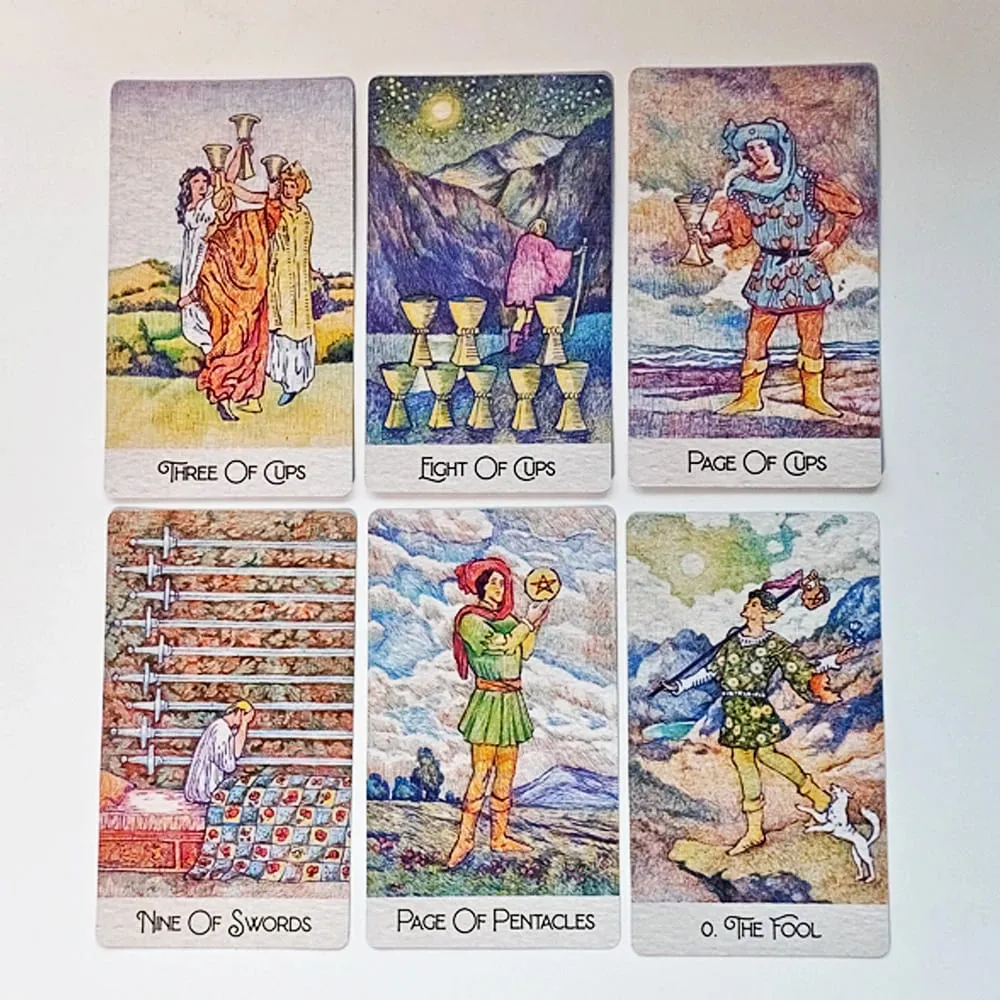 Impreso en cartulina con doble relieve de 350GSM, baraja de Tarot clásica redescubierta de 12x7cm, 78 Uds., cartas de Tarot dibujadas con bolígrafos — image 4