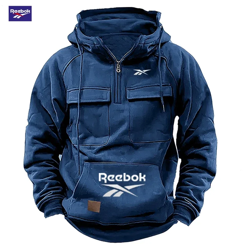 2026 Reebok Logo Multi-Pocket Design Hoodie - The Top Choice for Fashionable Autumn and Winter, a Semi-Zippered Hooded Comforta — image 6