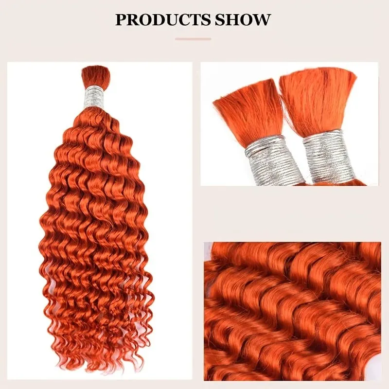 100% Human Hair Deep Wave Bulk Hair No Weft Bundles For Braiding Brazilian Virgin Hair Natural Wave Curly Hair Extensions Remy H — image 7