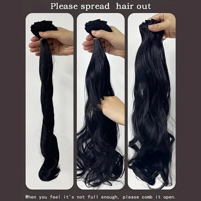 20Inch Synthetic Long Curly Clip In Hair Extensions Heat Resistant Fluffy Hairpiece for Women Daily Party Use — image 5
