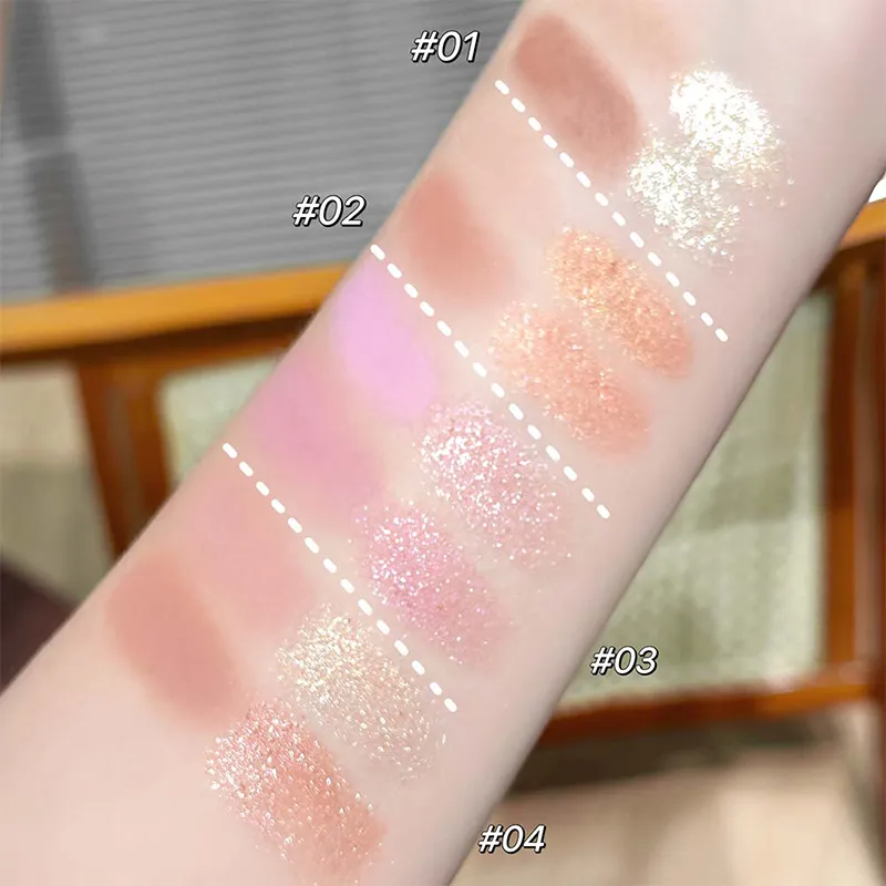 Mini 4-Color Eyeshadow Palette Natural Brightening Matte & Shimmer Lying Silkworm Eye Shadow Lavender Korean Makeup Cosmetics