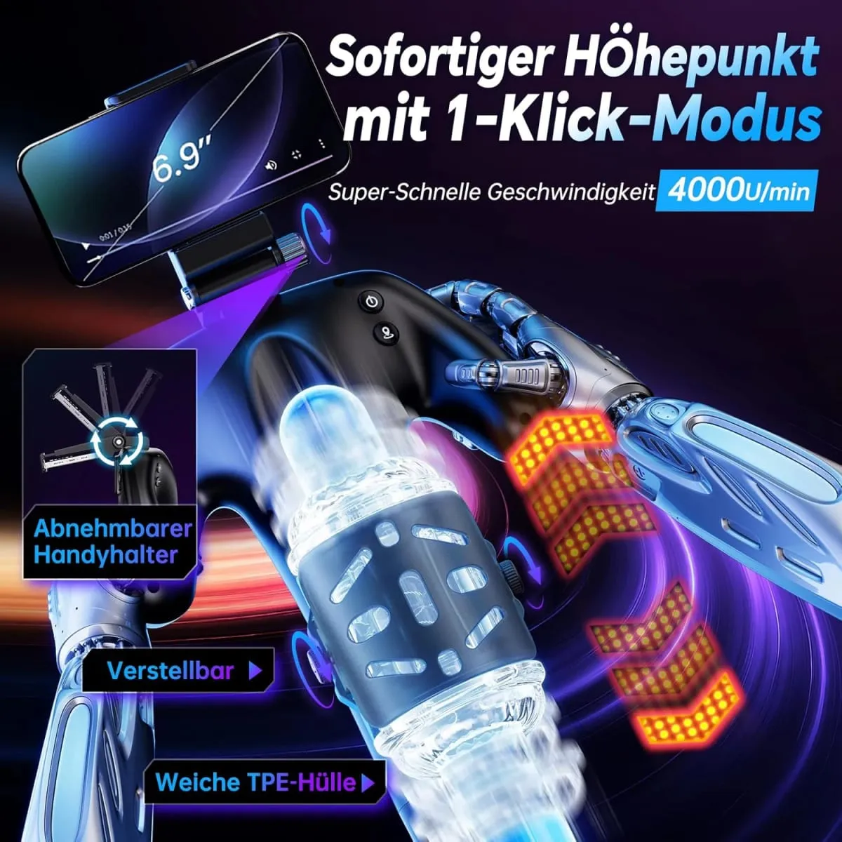 Automatic Male Masturbator Electric Pocket Pussy Masturbator with Mobile Phone Holder Double-Sided Buttons Sex Toy For Men — image 5