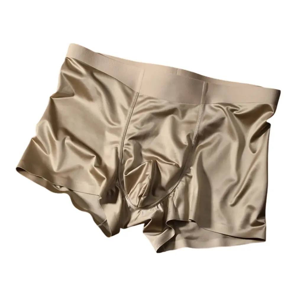 1pc Mens Seamless Boxershorts Breathable Crotch Panties Ice Silk Boxer Shorts Comfortable Satin Men's Underwear Briefs
