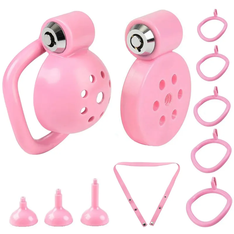 Male Penis Chastity Cage Plug Set Small Chastity Cage 5 Cock Rings With 3 Urethral Plugs Penis Bondage Slave Man Sex Toy