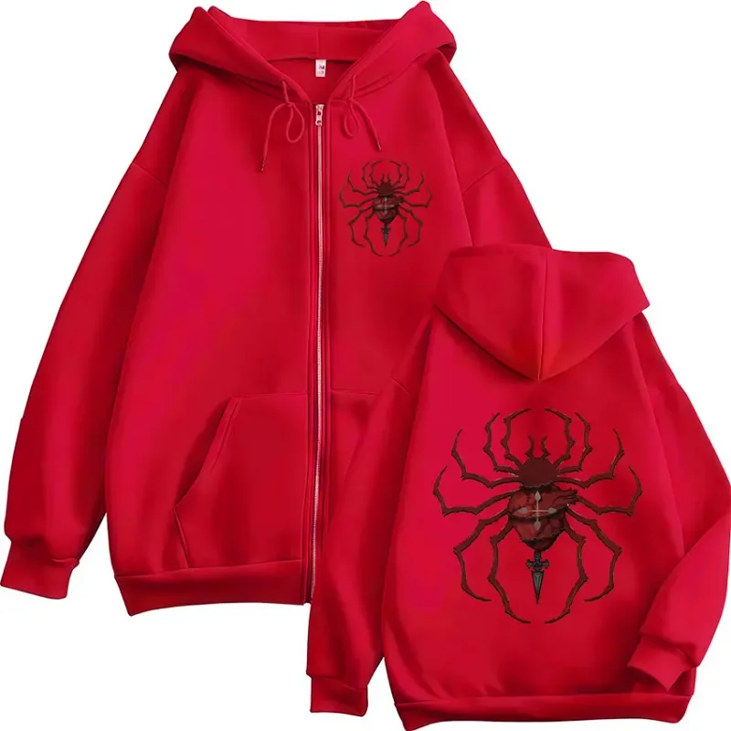 Anime Hunter X Hunter Phantom Troupe Spider Logo Zipper Hoodies Men's Zip Up Hooded Sweatshirts Long Sleeves Pullovers Jackets