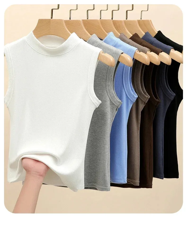 Women Sexy Knitted Vest Ribbed Slim Camis Sleeveless Round Neck Tank Tops 2026 Summer Female Casual Solid Color Basic Camisole — image 8