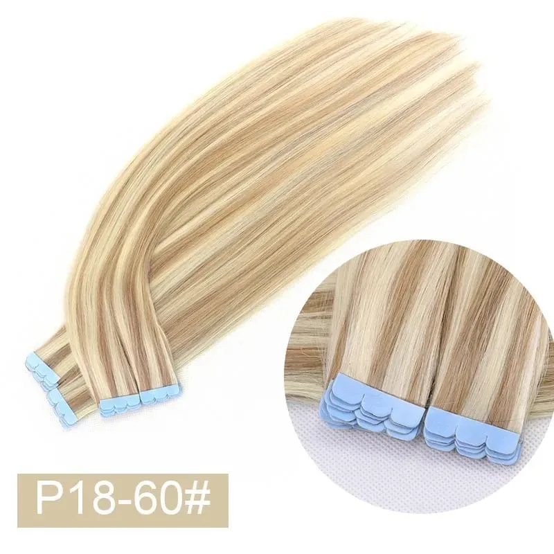 Human Hair Mini Tape In Extensions Skin Weft Machine Remy Natural Tape In 10pcs For Side Tape On Hair 12-24 Inch