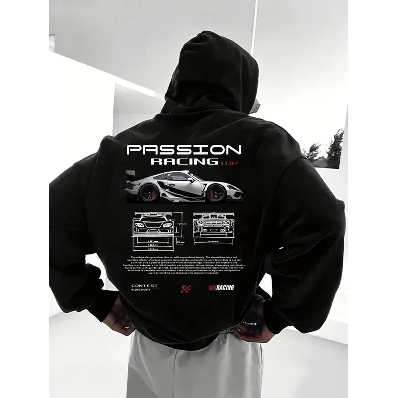 Men's casual hoodie alphabet print loose fit - Bahrain streetwear 22ss men clothing hoodies hoodie men one piece haikyuu — image 2