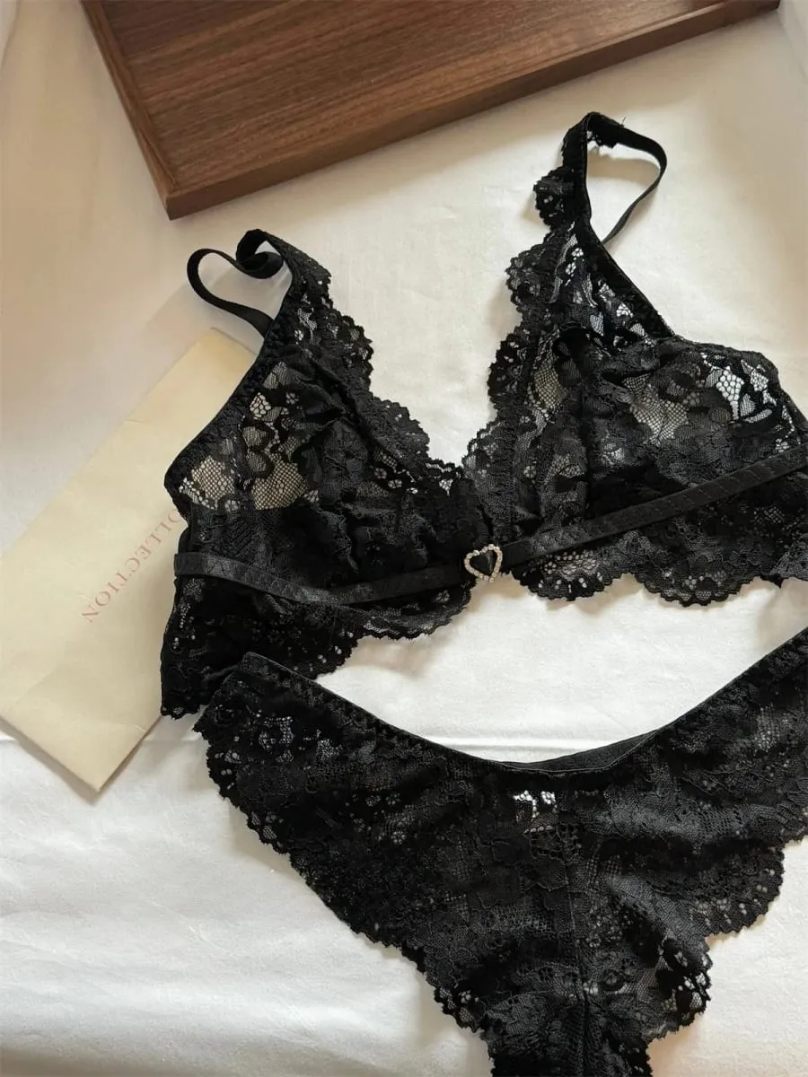 Love cup underwear thin section glossy back lingerie gathered up support large breasts show small bra set — image 3