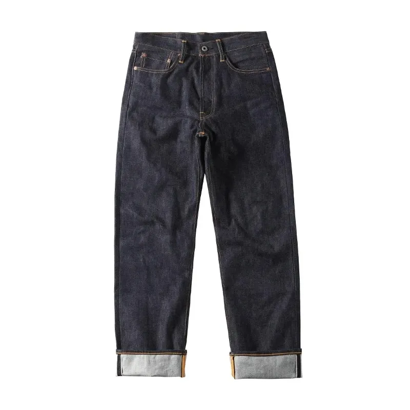 Red Tornado 55501 Raw Selvedge Jeans Loose Straight Leg Button Fly Denim Trousers for Men