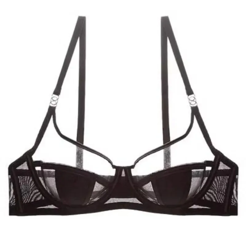 Sexy French Ultra Thin Lace Bra Panties Set Big Breast Minimizer Push‑Up Anti Sagging Women Fashion Lingerie Brassiere Underwear — image 1