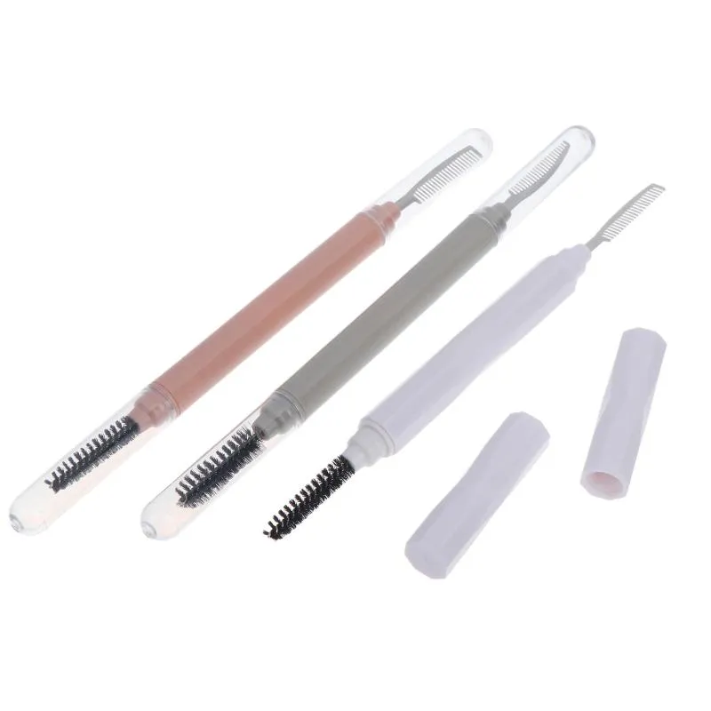 (N) 1Pc Eyebrow Make Up Brushes Dual Ended Brow Comb Makeup Brush Stainless Steel Eye Lashes Roller Eyelashes White Beauty Tool