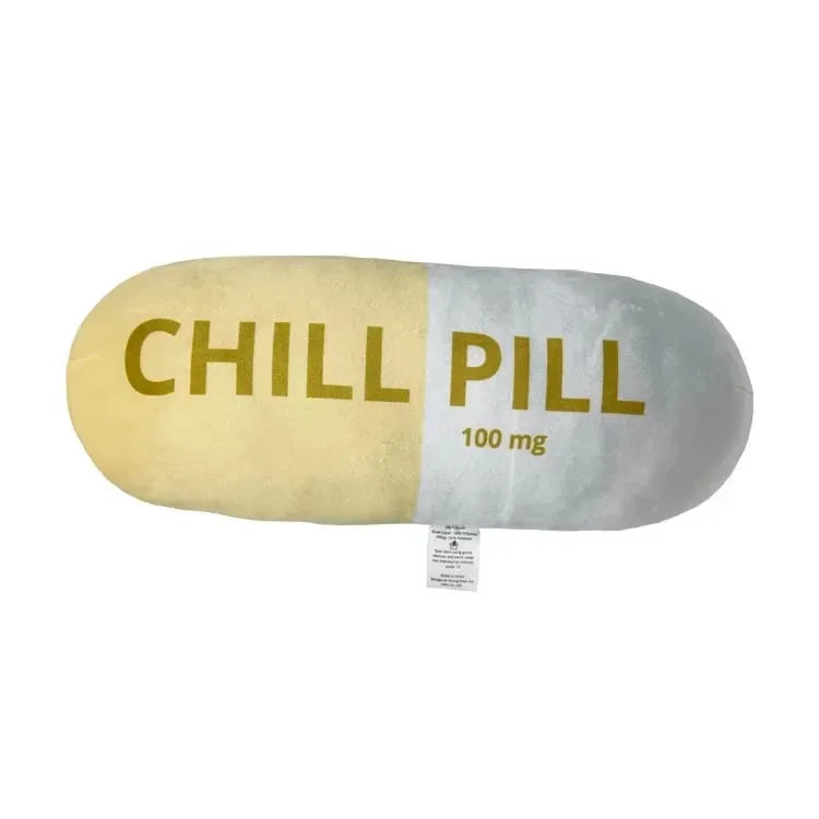 Funny Chill Pill Plush Pillow Cute Cartoon Stuffed Plushie Soft Sofa Cushion Hugging Doll Nap Sleep Pillow Birthday Gift