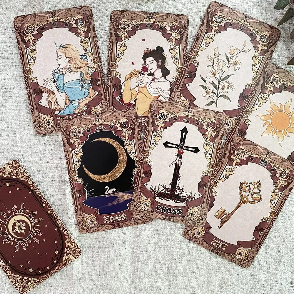 Fairy Tale Dream Lenormand Cards 44 Cards Vintage Fairy Tale Oracle Deck Divination Fortune Telling Witch Gold Border Cards