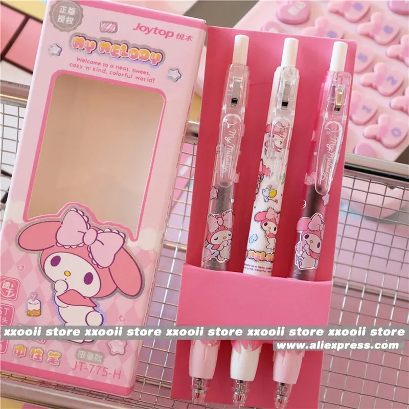 Genuine 3Pcs Kawaii Sanrio 0.5mm Gel Pens Cute Hello Kitty Cinnamoroll Kuromi Black Pen School Student Stationery Supplies Gifts — image 5
