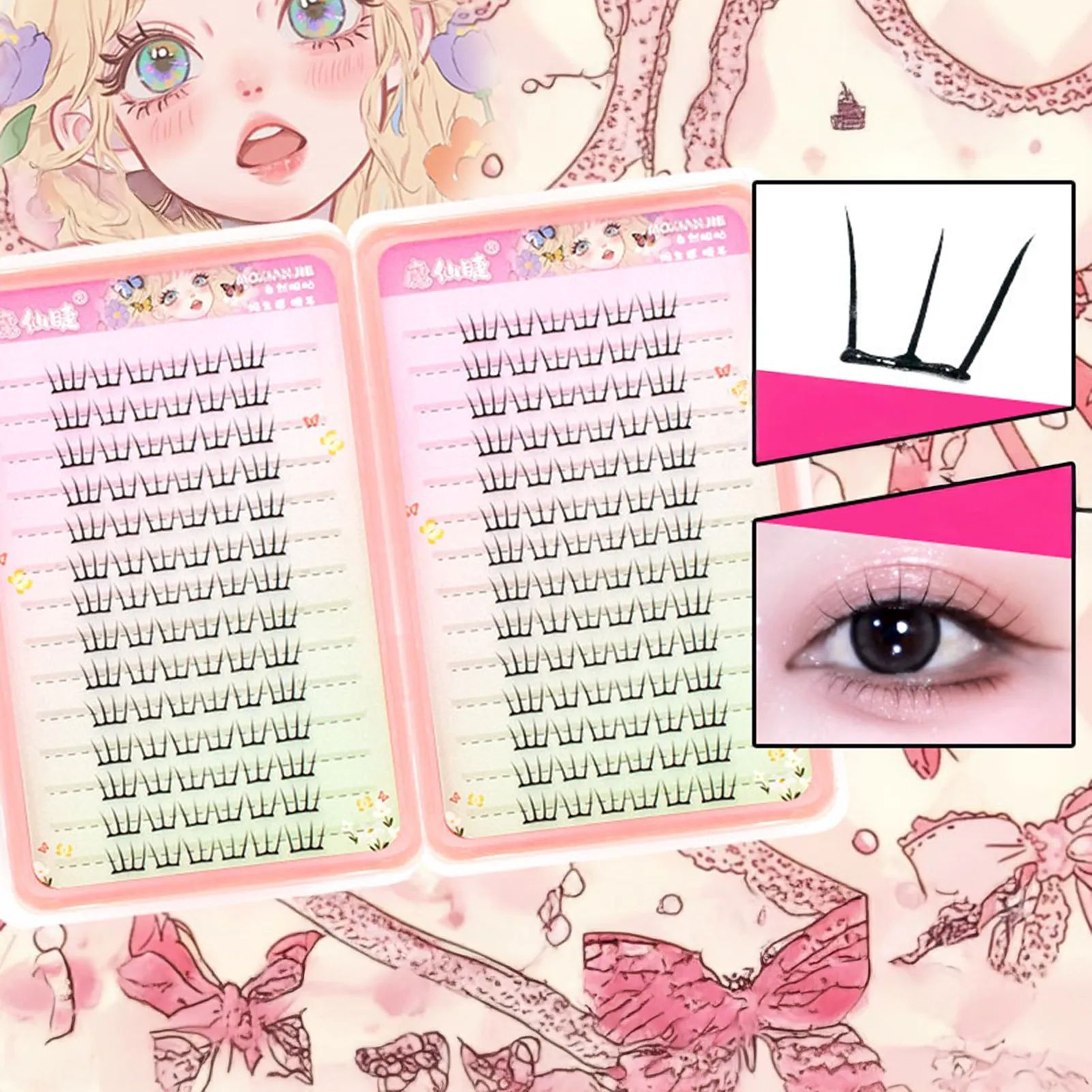 Ultra Thin Fairy False Eyelash Curling 10-13mm Korean Style Glue-free Lashes Extension For Kpop Idols Eye Makeup Large Capacity — image 3