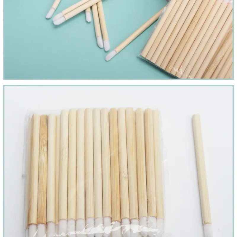 50/100pcs Brushes Bamboo Lipstick Handle Lip Brushes Extension Accessories Lip GlossWands Applicator Makeup Tool For Eyelashes