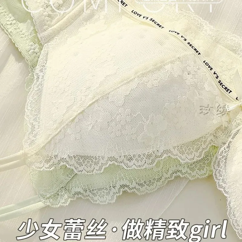 Women's lingerie set for small busts autumn and winter thin style minimizes large busts no underwire supports side breasts — image 4